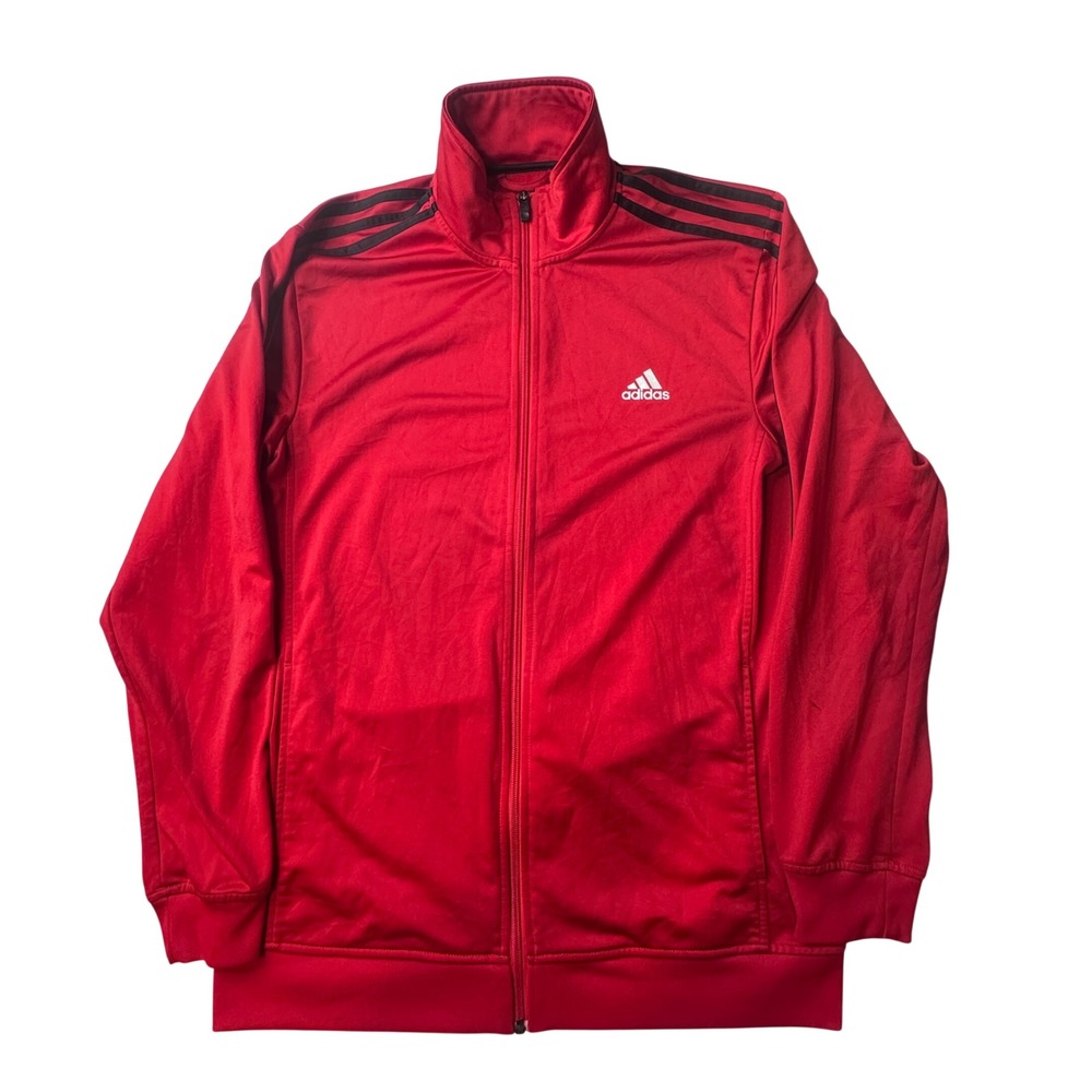 Adidas Track Jacket Mens M S90421 Red 3-Stripe Full Zip Sportswear Athletic